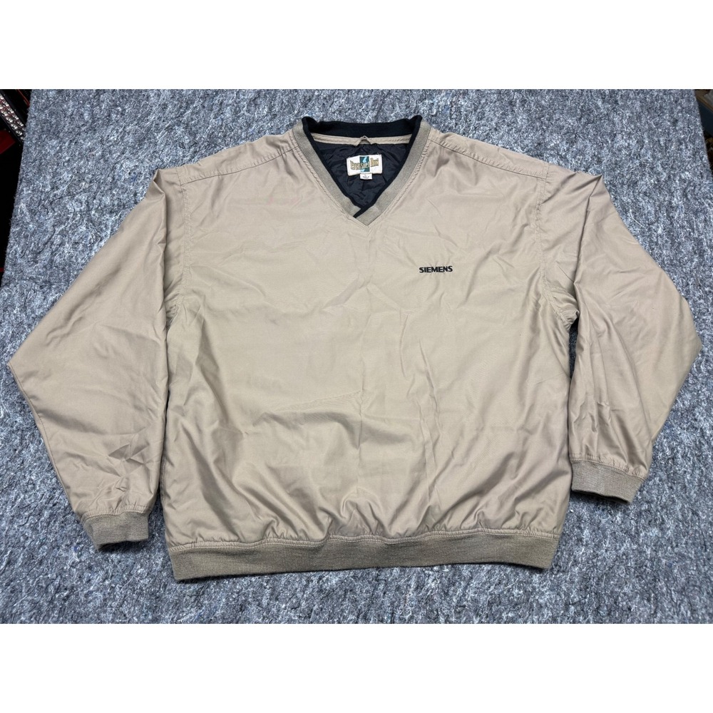 Eversole Run Siemens Windbreaker Pullover Tan Khaki V-Neck Mens Large